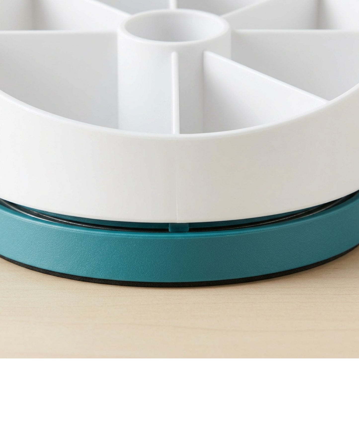 Kvan Rotating Desktop Organizer with 6 Compartments White and Teal - Detail view