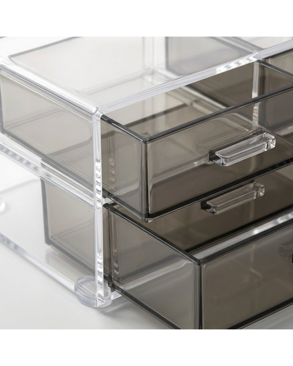Kvan Acrylic Desktop Storage Box with 3 Drawers Clear and Smoke Gray - Detail view
