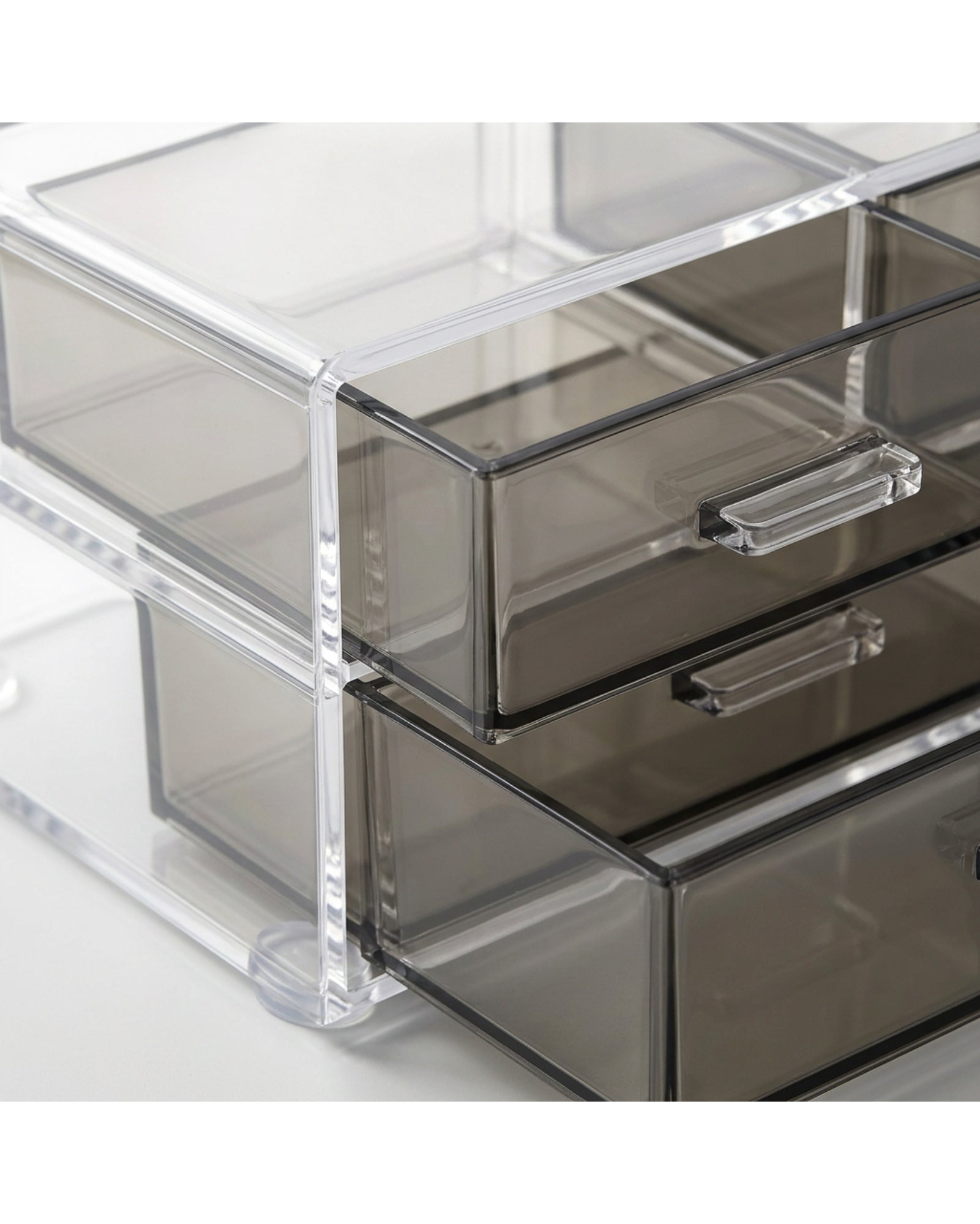 Kvan Acrylic Desktop Storage Box with 3 Drawers Clear and Smoke Gray - Detail view