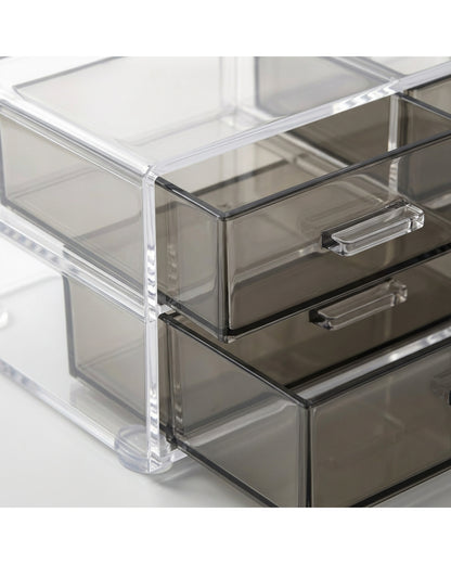 Kvan Acrylic Desktop Storage Box with 3 Drawers Clear and Smoke Gray - Detail view