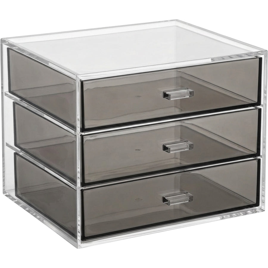 Kvan Acrylic Desktop Storage Box with 3 Drawers Clear and Smoke Gray